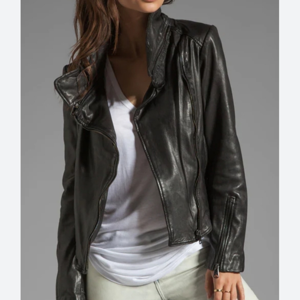 Soia & Kyo Glenna Leather Jacket in Black Size Small